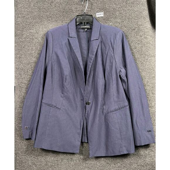 Lane Bryant Blazer Jacket Womens Size 16 Navy Striped One Button Closure Career - Picture 1 of 7